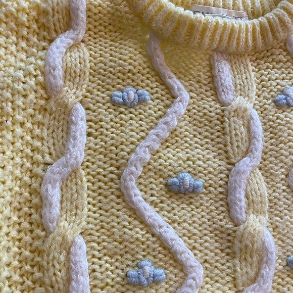 Women’s Hand Knitted Acrylic Sweater Feminine Pastel Vintage S-M Evian II - Picture 15 of 16